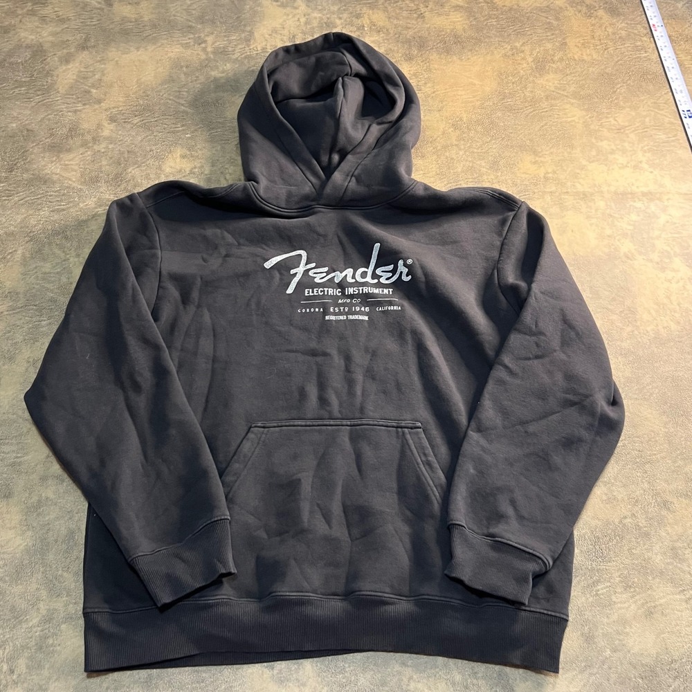 Fender Hoodie Mens XL Black Graphic Pullover Electric Instrument Guitar Music